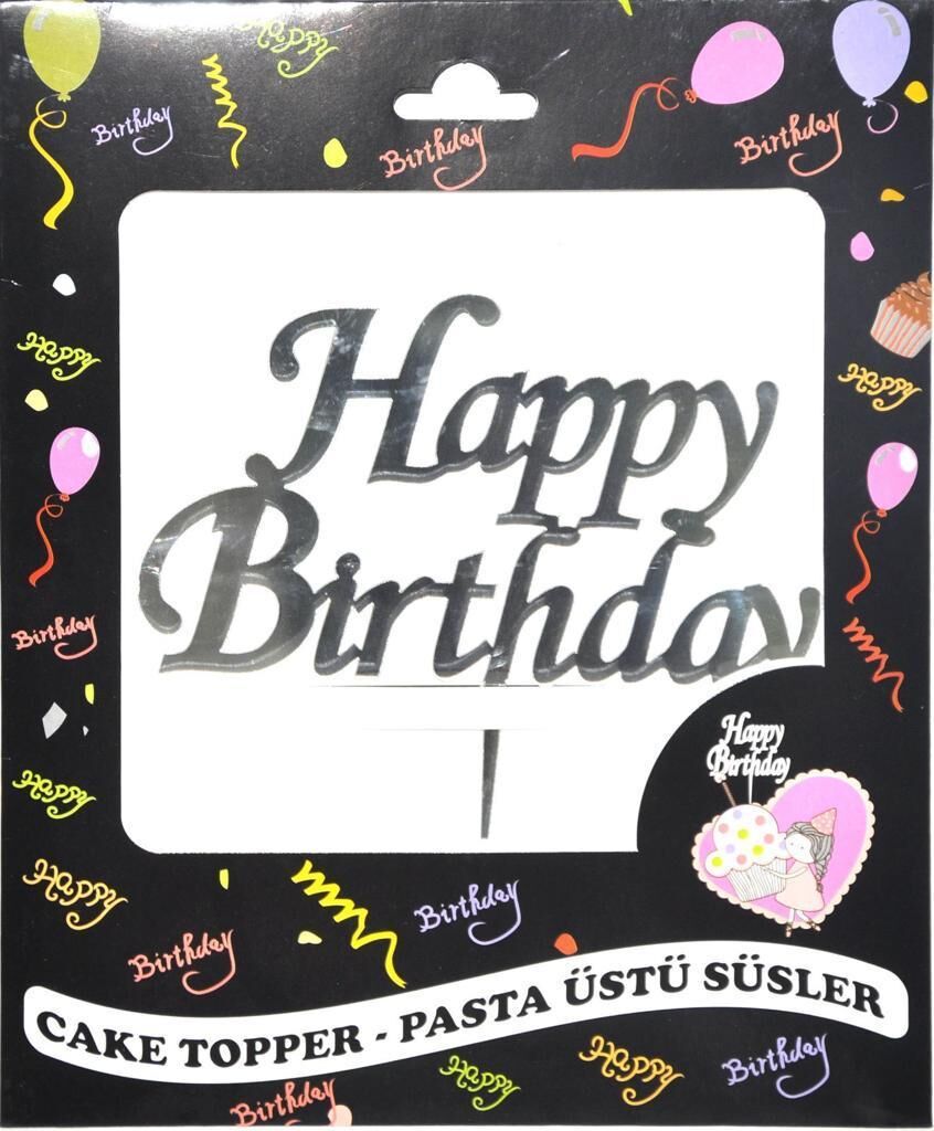 PASTA YAZISI PLEKSİ HAPPY BIRTHDAY GÜMÜŞ