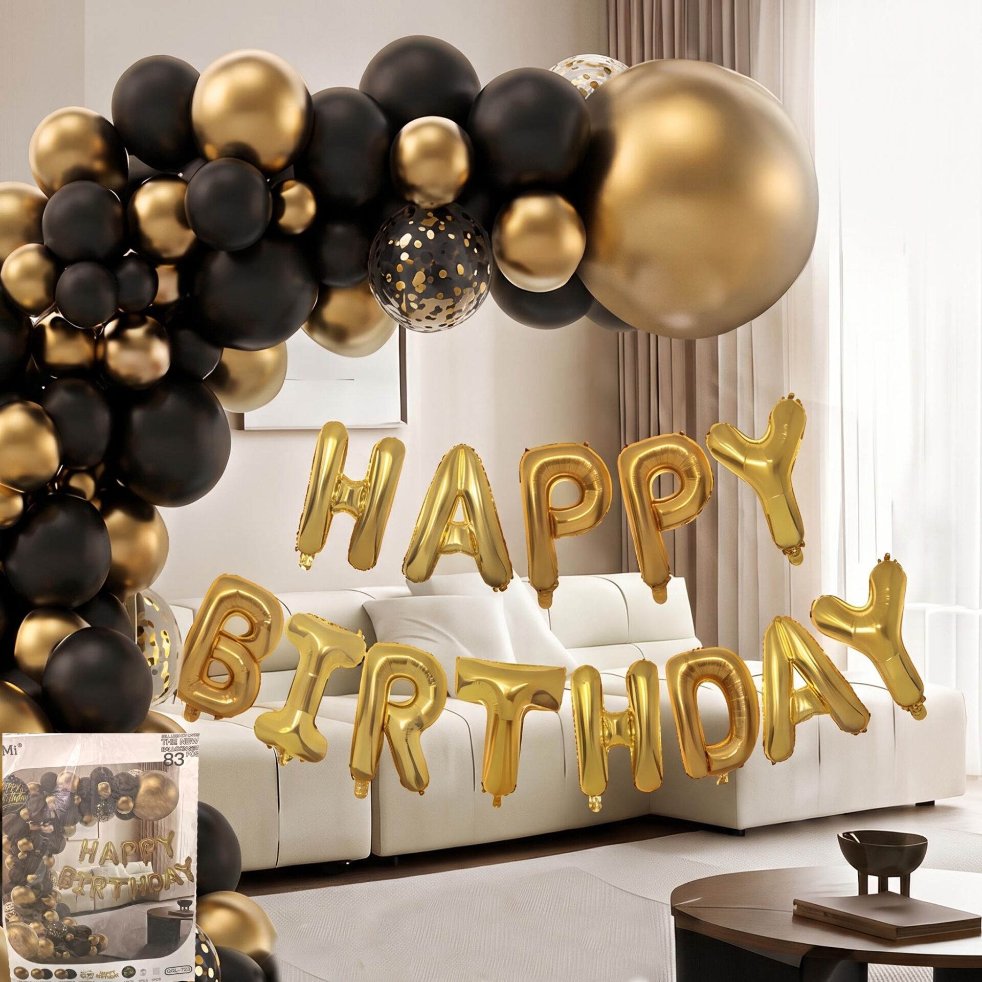 FOLYO SET HAPPY BIRTHDAY QQL-723 SİYAH GOLD