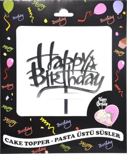 PASTA YAZISI PLEKSİ HAPPY BIRTHDAY KARAGRAFİ GÜMÜŞ