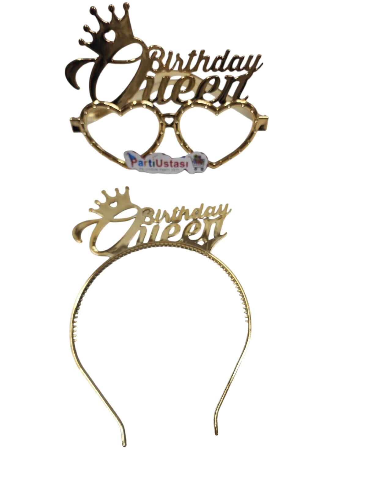 PLS SET TAÇ GÖZLÜK BİRTHDAY QUEEN ALTIN
