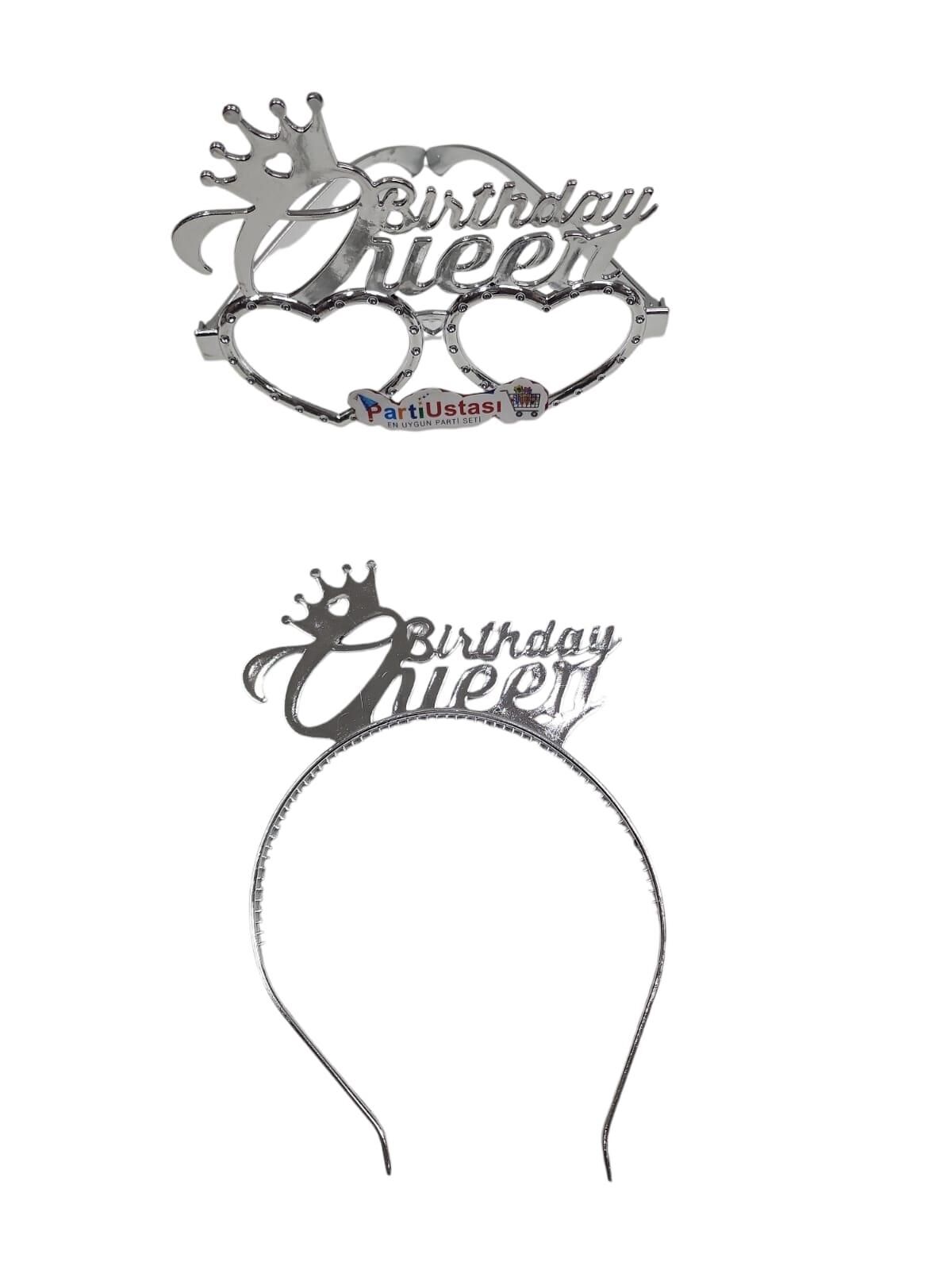 PLS SET TAÇ GÖZLÜK BİRTHDAY QUEEN GÜMÜŞ