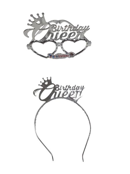 PLS SET TAÇ GÖZLÜK BİRTHDAY QUEEN GÜMÜŞ