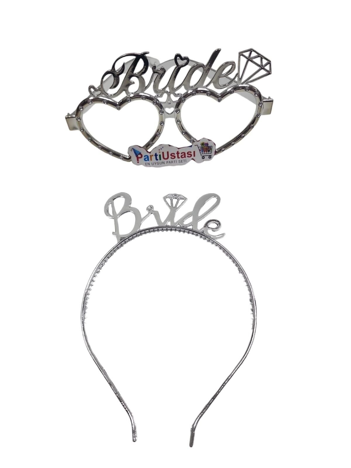 PLS SET TAÇ GÖZLÜK BRİDE GÜMÜŞ