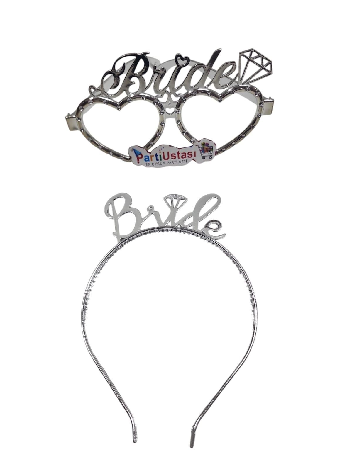 PLS SET TAÇ GÖZLÜK BRİDE GÜMÜŞ