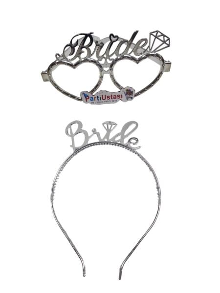 PLS SET TAÇ GÖZLÜK BRİDE GÜMÜŞ