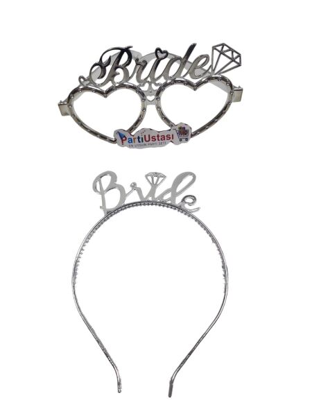 PLS SET TAÇ GÖZLÜK BRİDE GÜMÜŞ