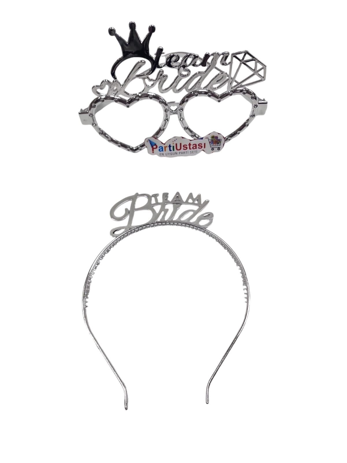 PLS SET TAÇ GÖZLÜK TEAM BRİDE GÜMÜŞ