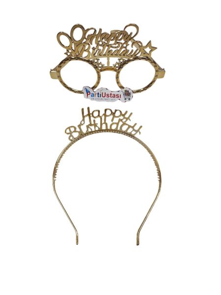 PLS SET TAÇ GÖZLÜK HAPPY BİRTHDAY ALTIN