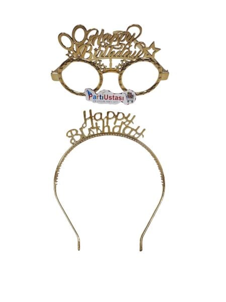 PLS SET TAÇ GÖZLÜK HAPPY BİRTHDAY ALTIN