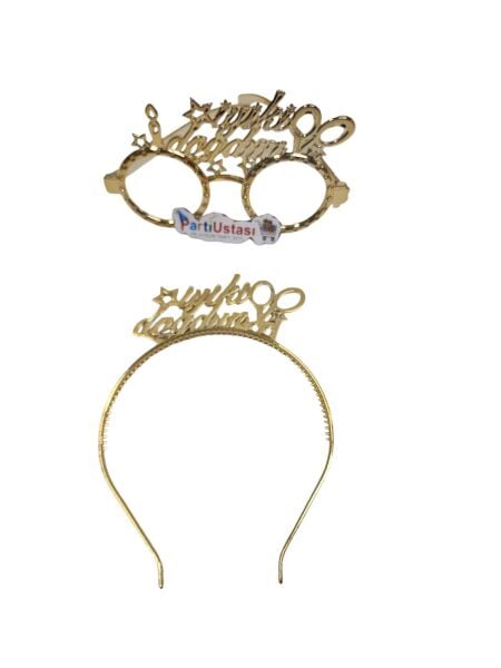 PLS SET TAÇ GÖZLÜK İYİ Kİ DOĞDUN ALTIN