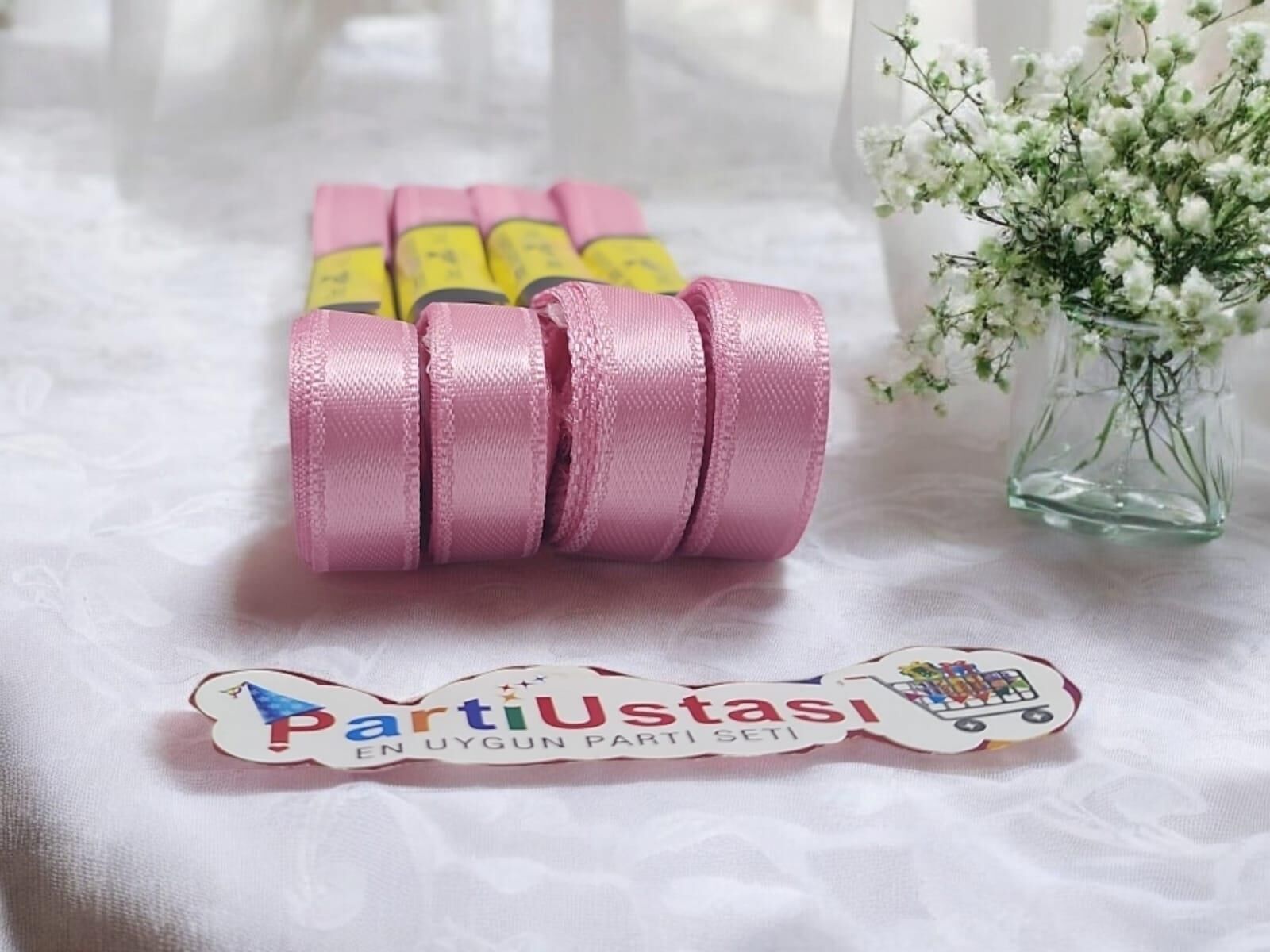 KURDELE SATEN 1 CM 10 METRE (1 PK 10 AD) PEMBE