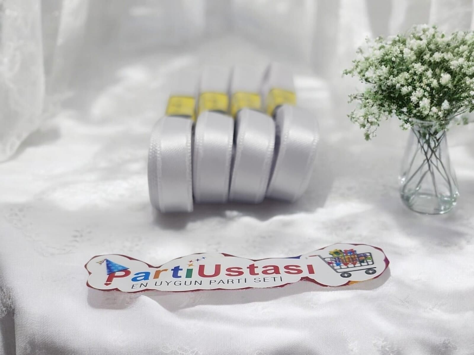 KURDELE SATEN 1 CM 10 METRE (1 PK 10 AD) BEYAZ