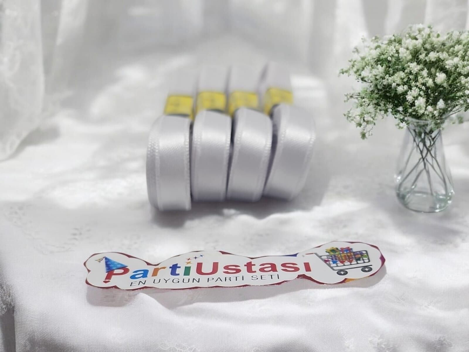 KURDELE SATEN 1 CM 10 METRE (1 PK 10 AD) BEYAZ