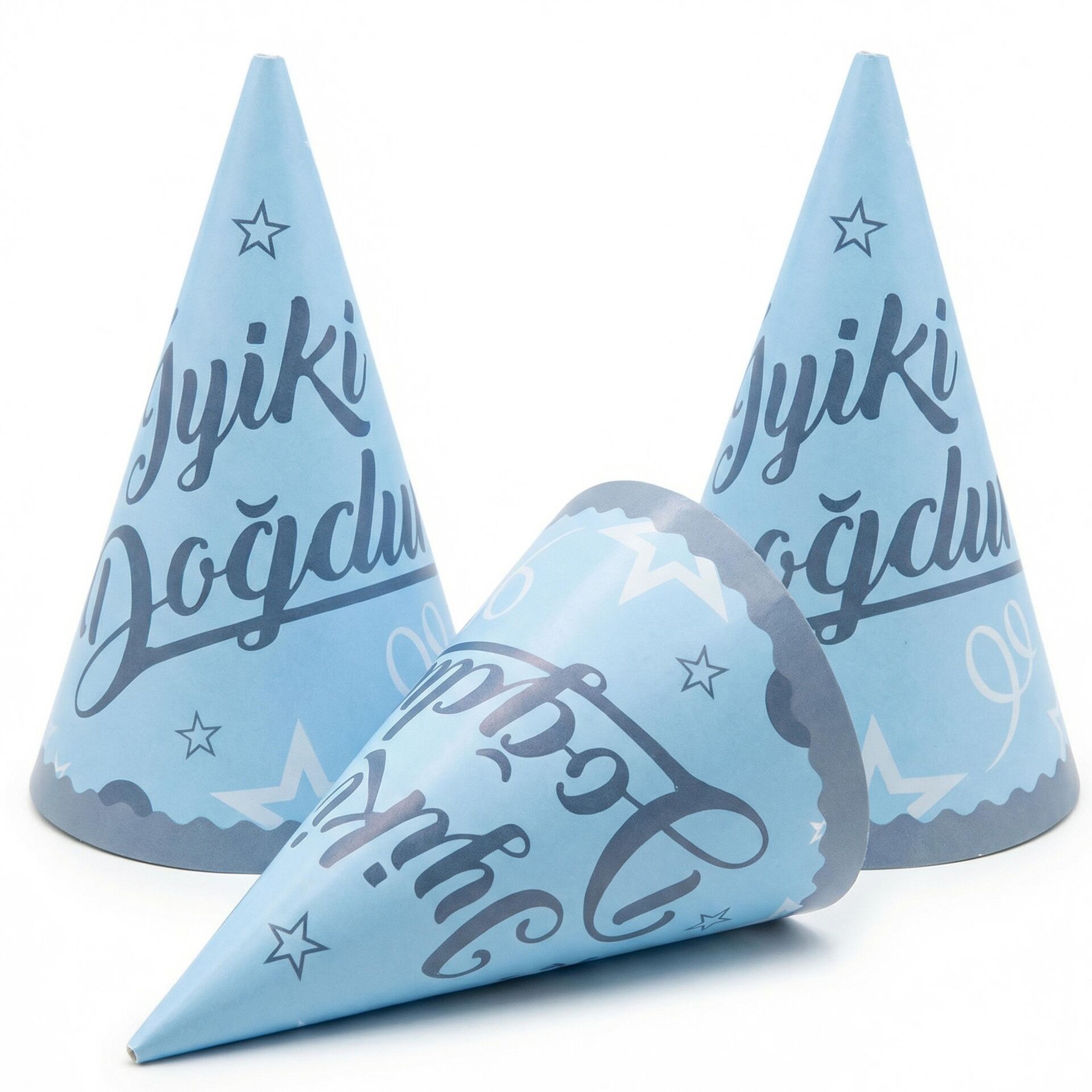 ŞAPKA İYİKİ DOĞDUN MAVİ 8 Lİ