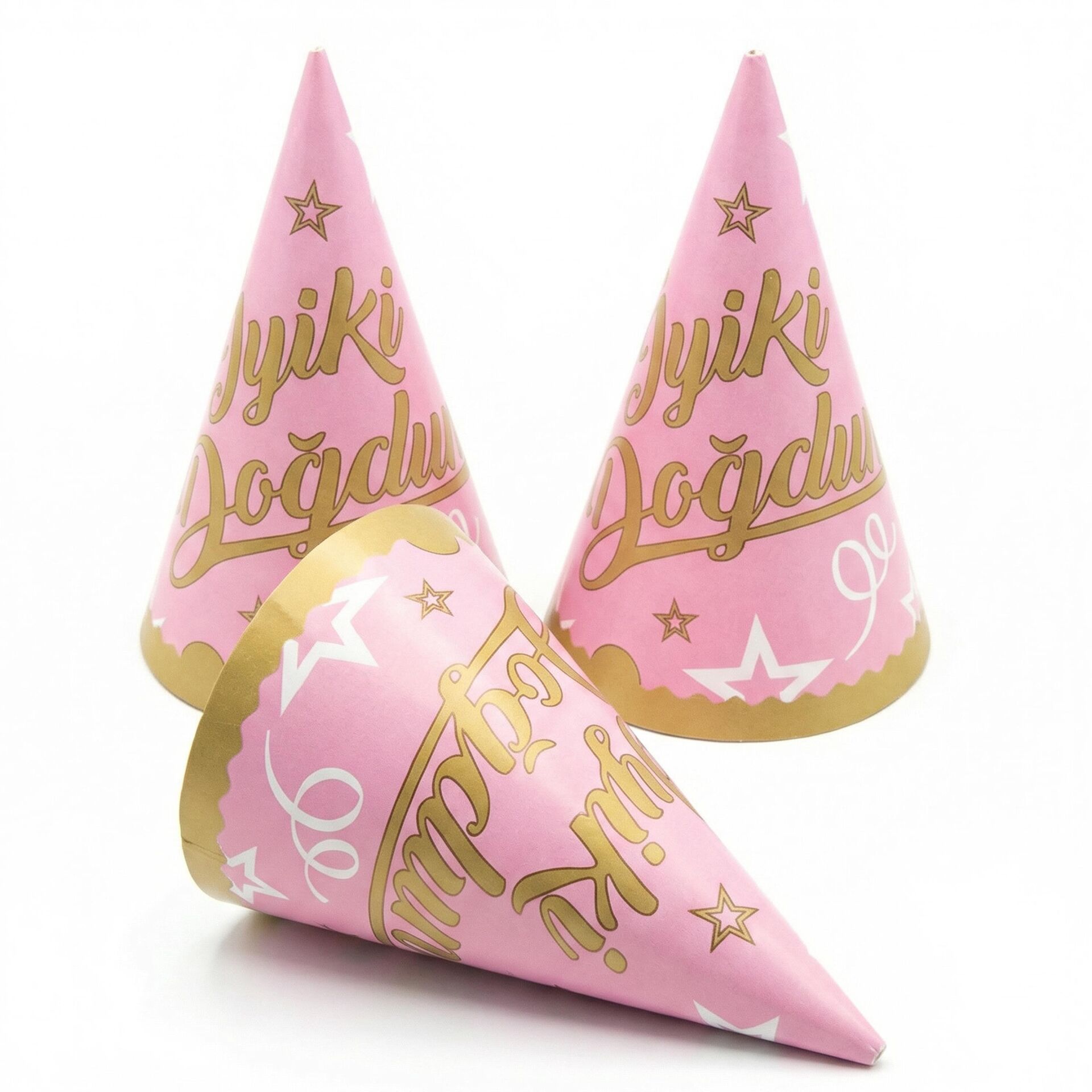 ŞAPKA İYİKİ DOĞDUN PEMBE 8 Lİ