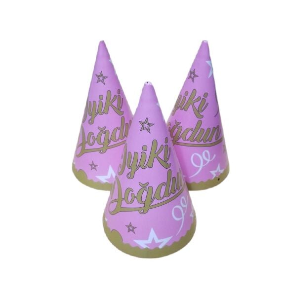 ŞAPKA İYİKİ DOĞDUN PEMBE 8 Lİ