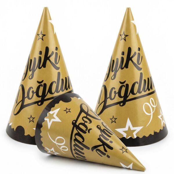 ŞAPKA İYİKİ DOĞDUN GOLD 8 Lİ