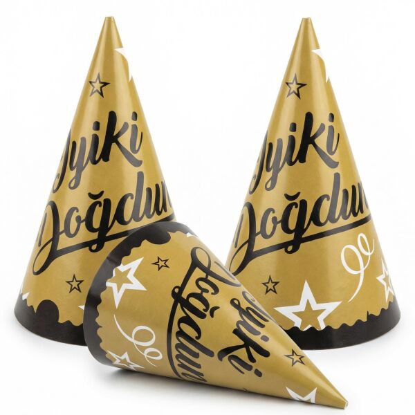 ŞAPKA İYİKİ DOĞDUN GOLD 8 Lİ
