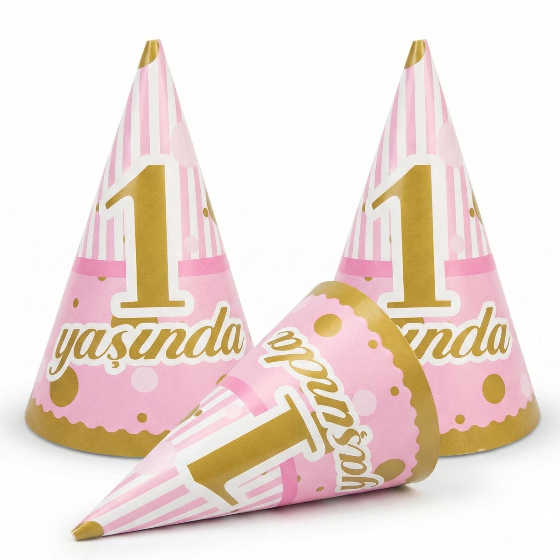 ŞAPKA 1 YAŞ PEMBE 8 Lİ