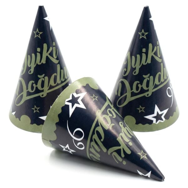 ŞAPKA İYİ Kİ DOĞDUN  8 li SİYAH