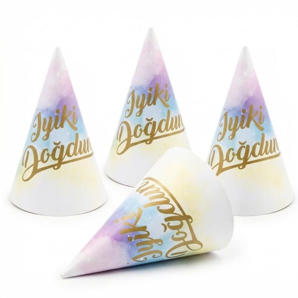 ŞAPKA İYİ Kİ DOĞDUN GÖKKUŞAĞI 8 Lİ