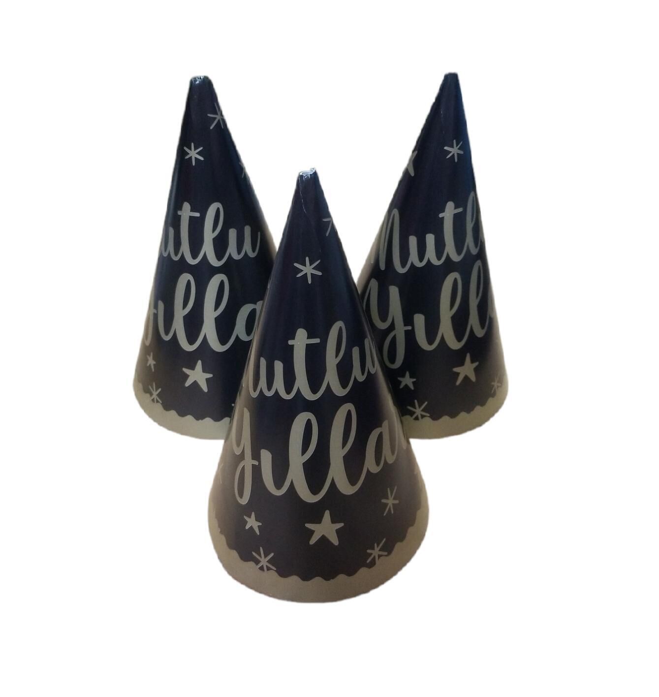 ŞAPKA MUTLU YILLAR SİYAH 8 Lİ