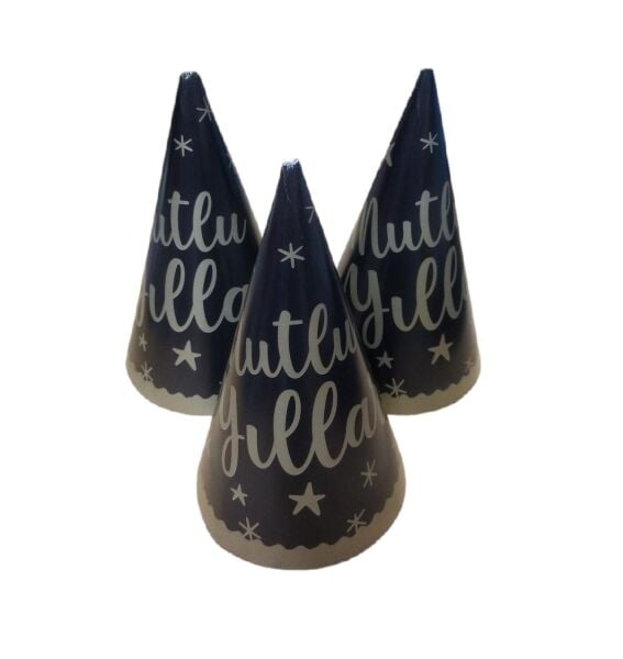 ŞAPKA MUTLU YILLAR SİYAH 8 Lİ