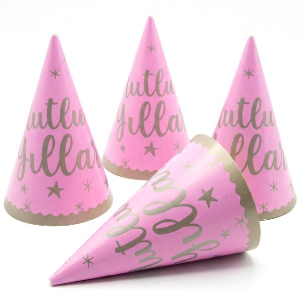 ŞAPKA MUTLU YILLAR PEMBE 8 Lİ