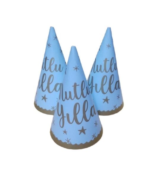 ŞAPKA MUTLU YILLAR MAVİ 8 Lİ