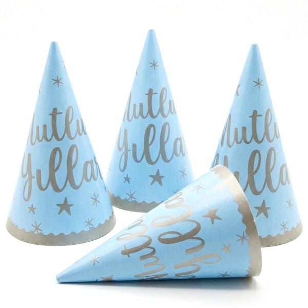 ŞAPKA MUTLU YILLAR MAVİ 8 Lİ