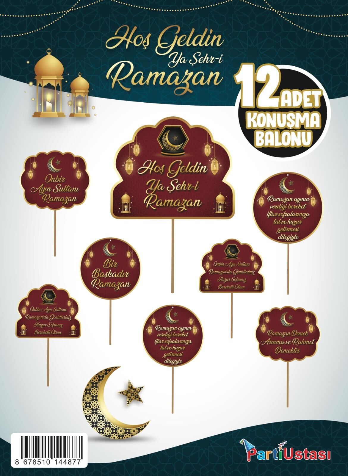 KONUŞMA BALONU SET 12 Lİ RAMAZAN KIRMIZI