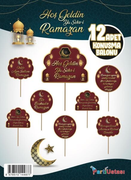 KONUŞMA BALONU SET 12 Lİ RAMAZAN KIRMIZI