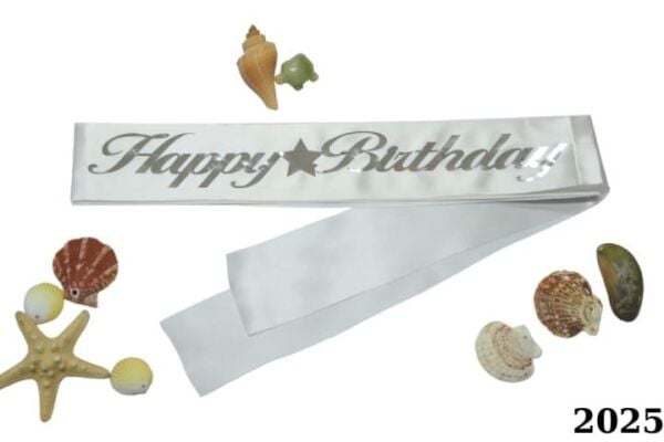 KUŞAK HAPPY BİRTDAY BEYAZ GÜMÜŞ