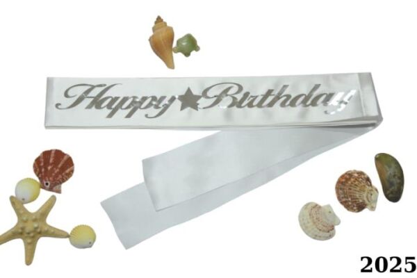 KUŞAK HAPPY BİRTDAY BEYAZ GÜMÜŞ