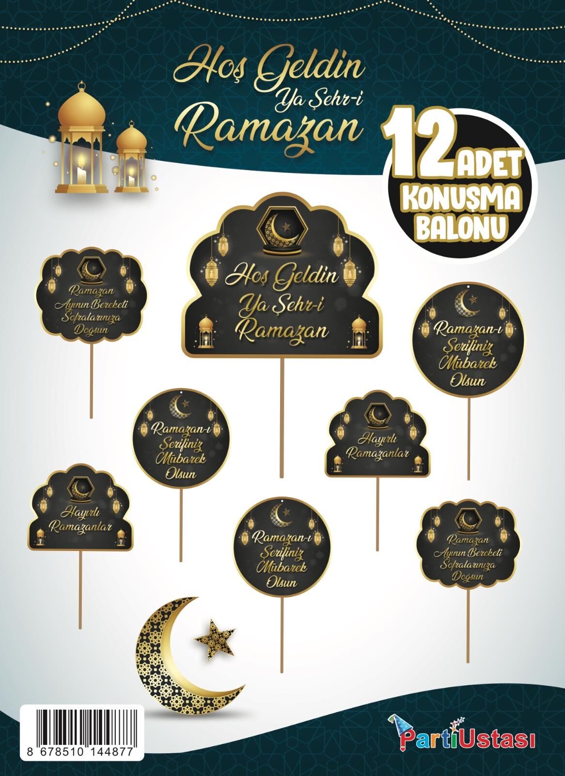 KONUŞMA BALONU SET 12 Lİ RAMAZAN SİYAH