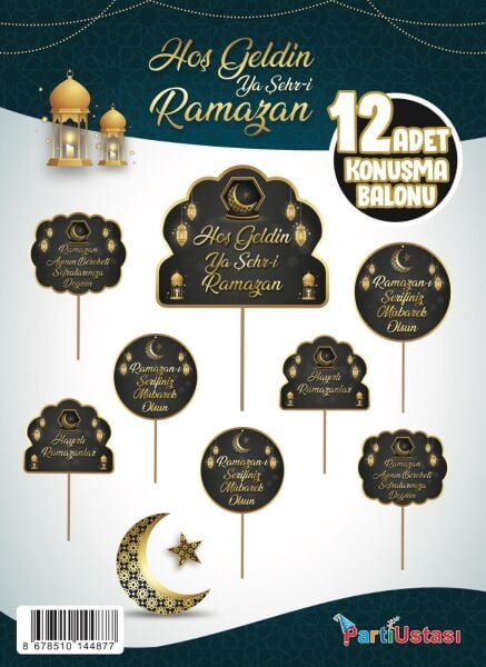 KONUŞMA BALONU SET 12 Lİ RAMAZAN SİYAH