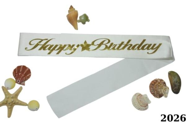 KUŞAK HAPPY BİRTDAY BEYAZ ALTIN