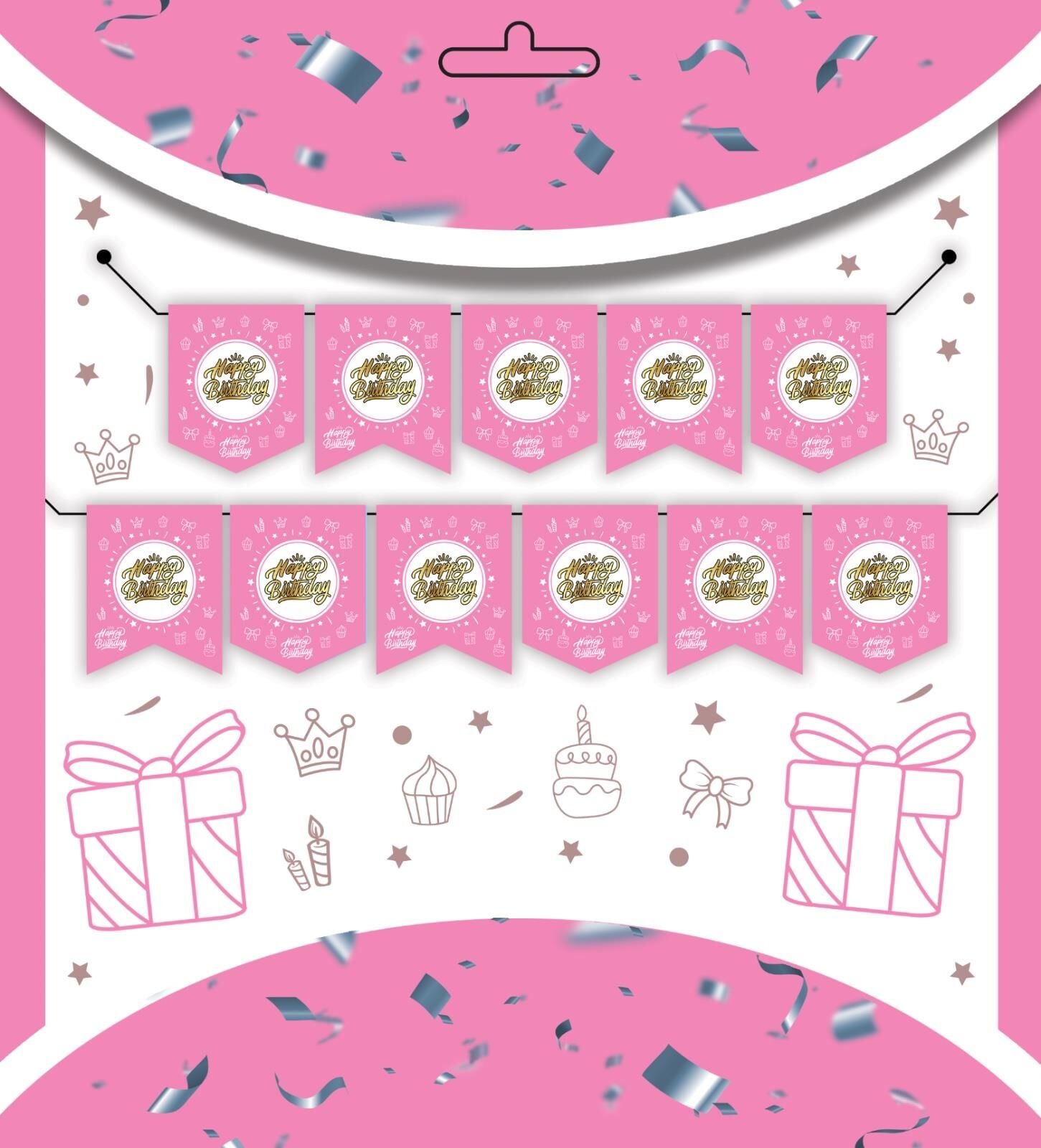 YAZI ZARF BANNER HAPPY PEMBE