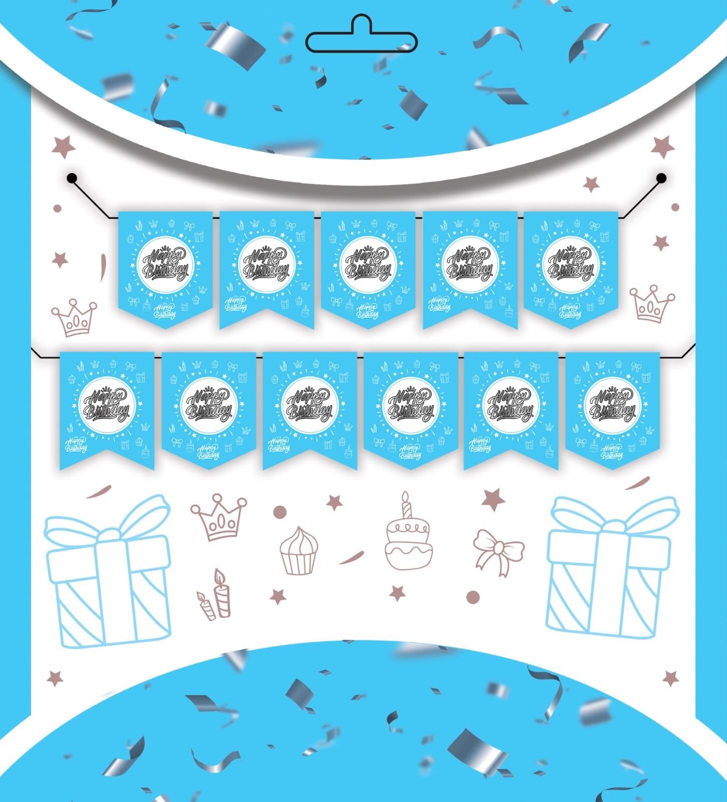 YAZI ZARF BANNER HAPPY MAVİ