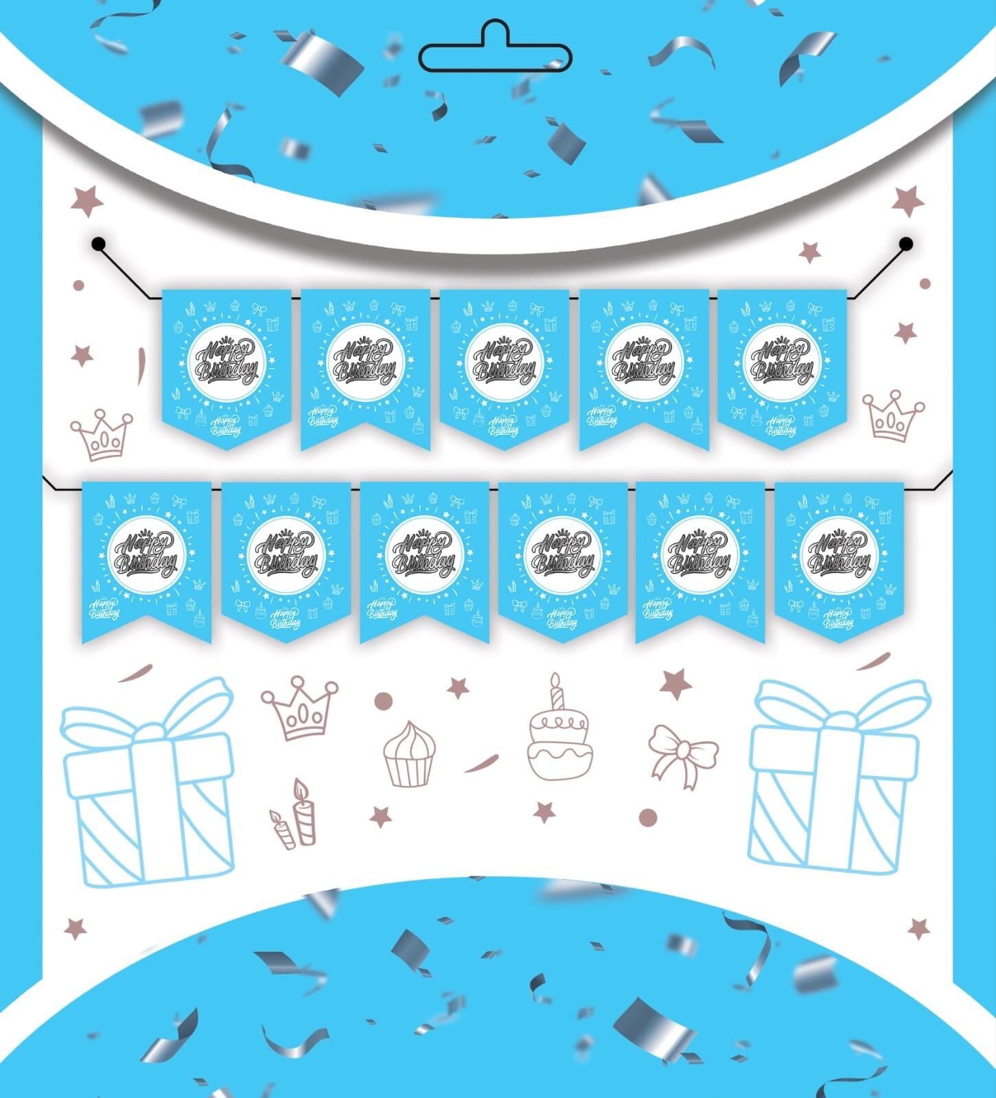 YAZI ZARF BANNER HAPPY MAVİ