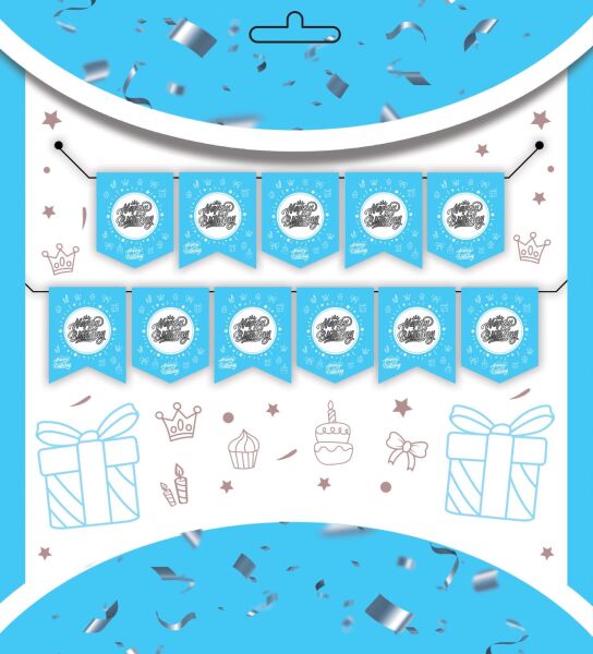 YAZI ZARF BANNER HAPPY MAVİ