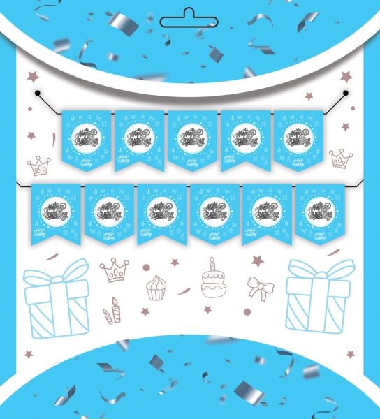 YAZI ZARF BANNER HAPPY MAVİ