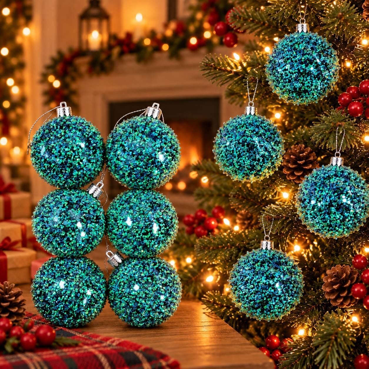 6 CM LÜX SİMLİ NOEL 6 LI SU YEŞİLİ (1 KOLİ 120 PK)