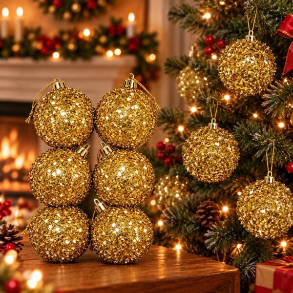 6 CM LÜX SİMLİ NOEL 6 LI GOLD (1 KOLİ 120 PK)
