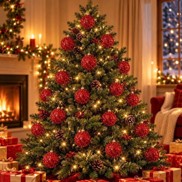 6 CM LÜX SİMLİ NOEL 6 LI KIRMIZI (1 KOLİ 120 PK)