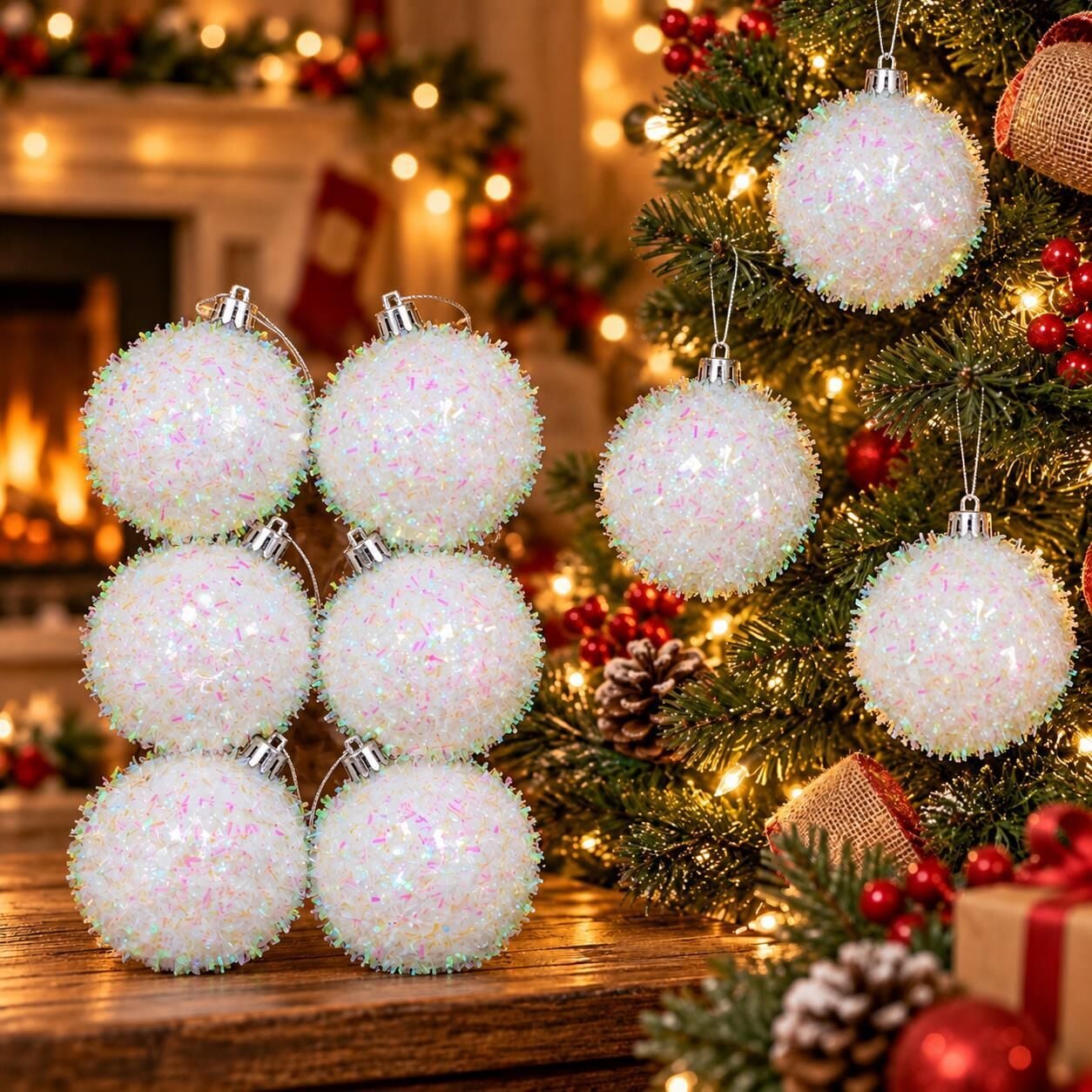 6 CM LÜX SİMLİ NOEL 6 LI BEYAZ (1 KOLİ 120 PK)