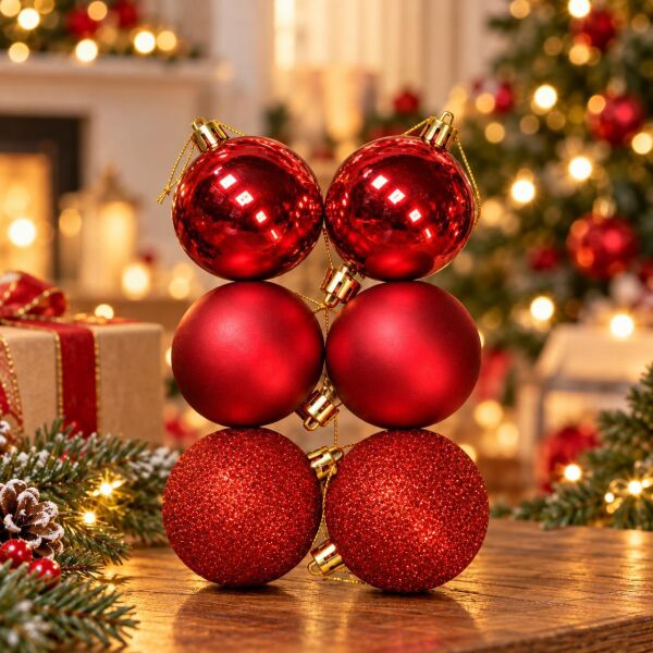 6CM NOEL TOPU 6 LI KIRMIZI MİX (1 KOLİ 120PK)