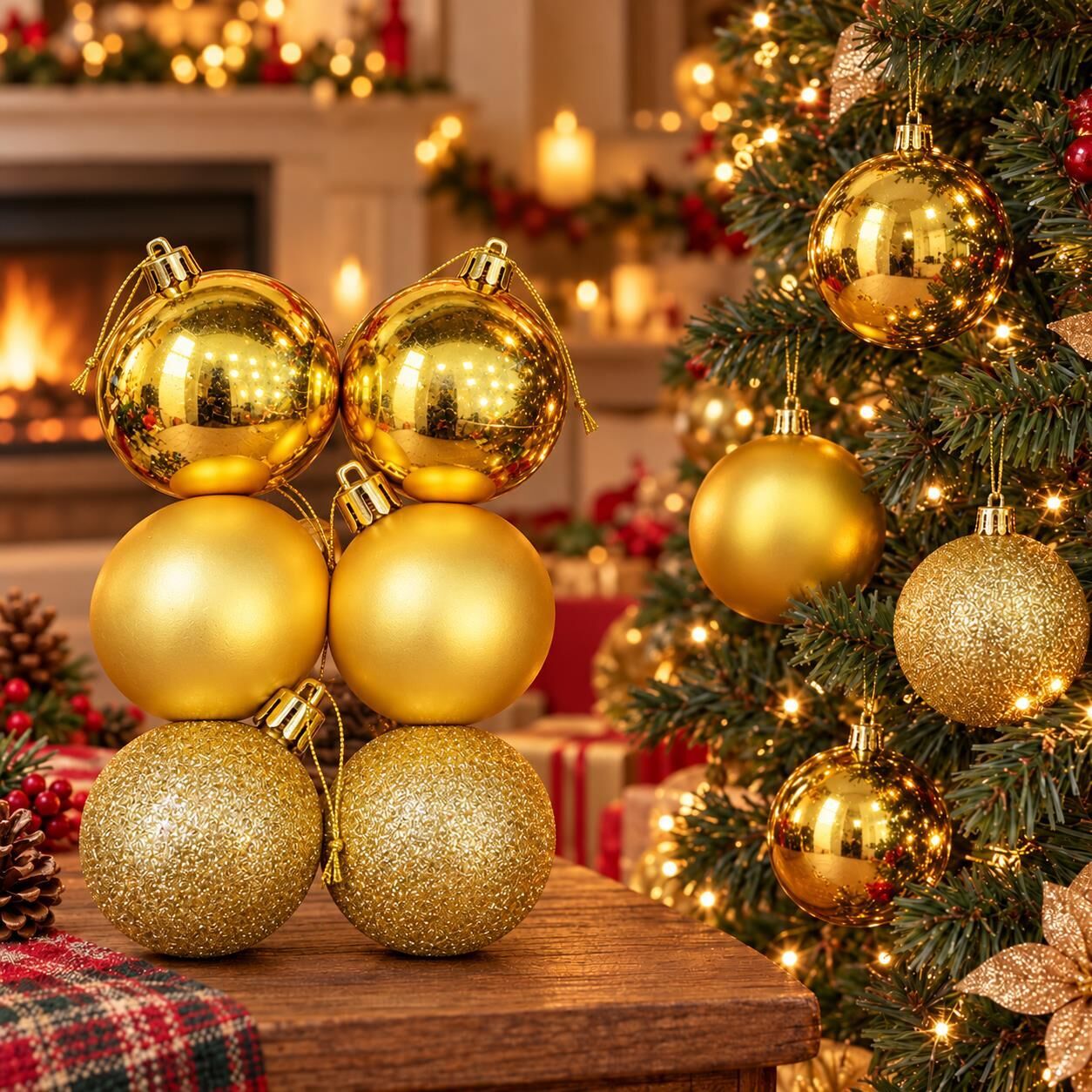 6CM NOEL TOPU 6 LI GOLD MİX (1 KOLİ 120PK)
