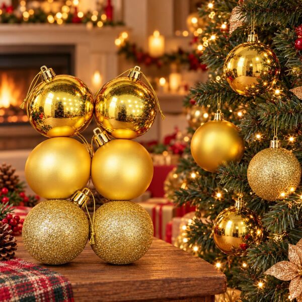 6CM NOEL TOPU 6 LI GOLD MİX (1 KOLİ 120PK)
