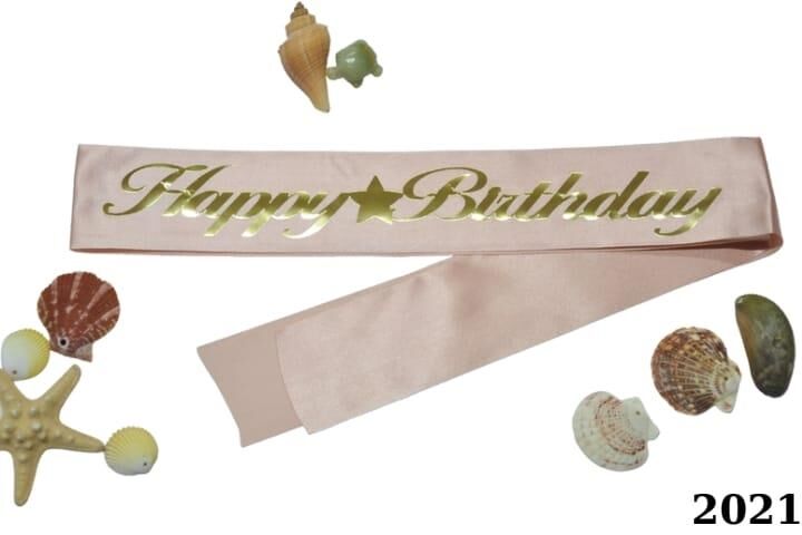 KUŞAK HAPPY BİRTDAY PEMBE ALTIN